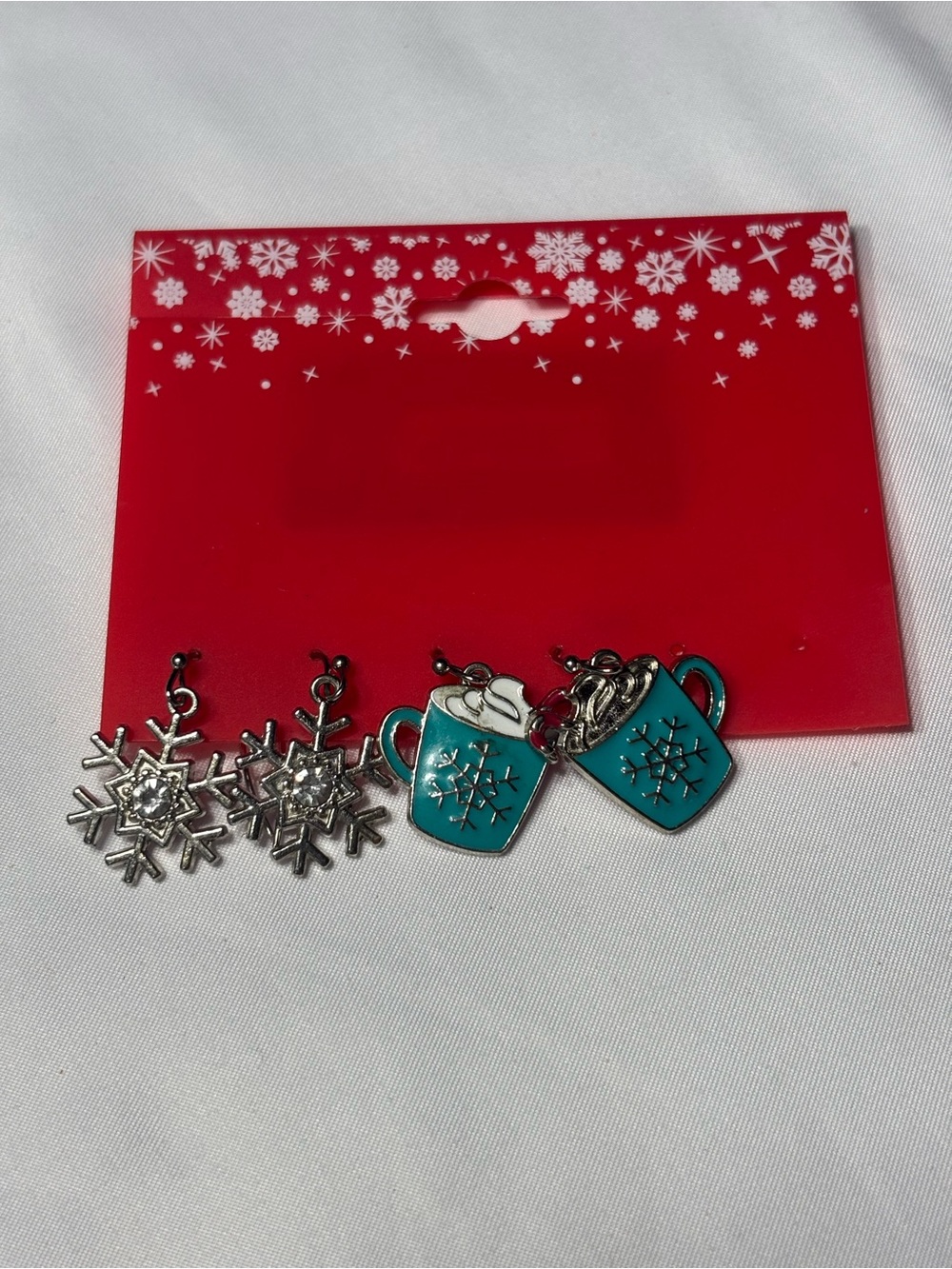 2 New Christmas Kohl's Silver Snowflake and Charm Earrings